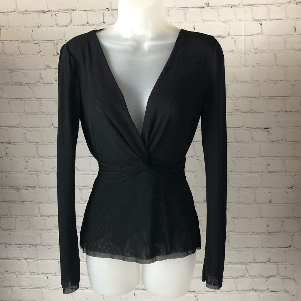 Maeve by Anthropologie black nylon top with twist front/tied in the back. Small